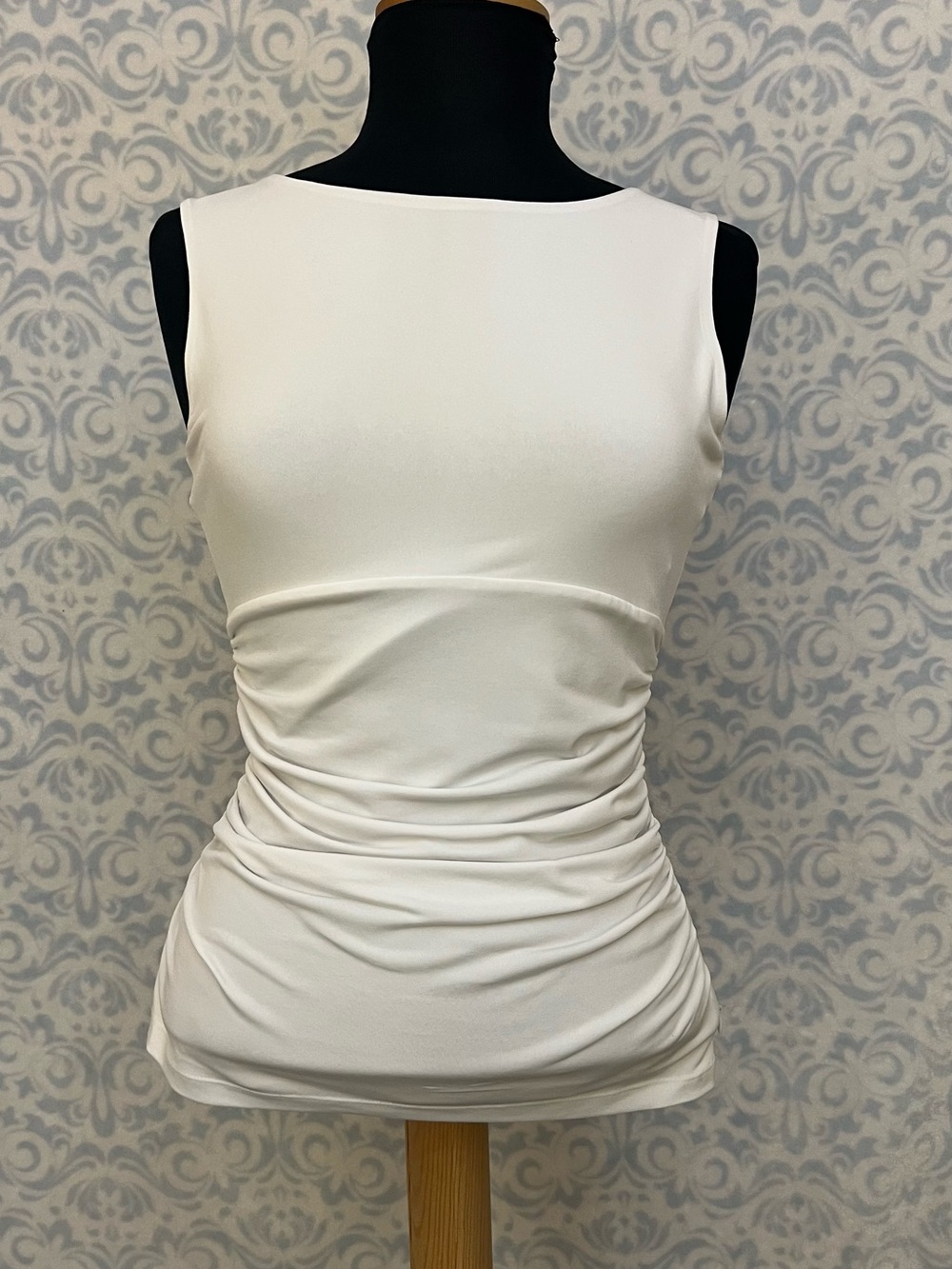 Calvin Klein White Ruched Sleeveless Tank